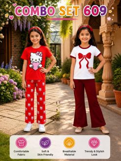 Premium Cotton T-shirt Set for Kids – 2 Pcs Combo-609