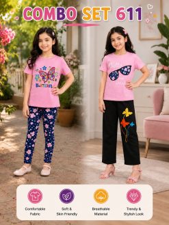 Premium Cotton T-shirt Set for Kids – 2 Pcs Combo-611