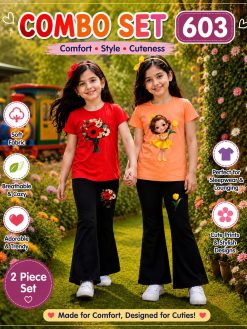 Premium Cotton T-shirt Set for Kids – 2 Pcs Combo- 603