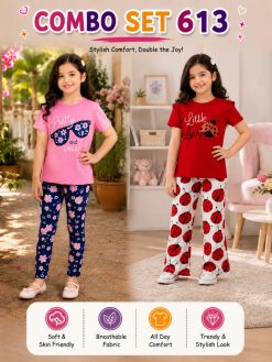Premium Cotton T-shirt Set for Kids – 2 Pcs Combo-613