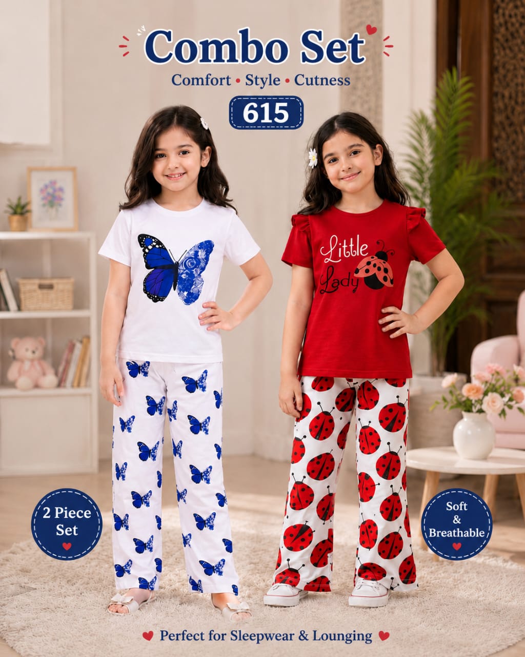 Premium Cotton T-shirt Set for Kids – 2 Pcs Combo-615